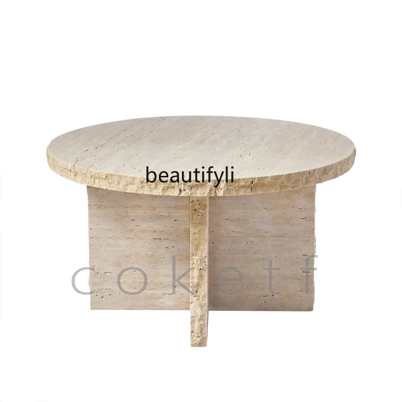 H Wabi Sand Wind Designer Natural Roman Travertine Marble Living Room Round Coffee Table High-end Small Apartment Home
H Wabi Sand Wind Designer Natural Roman Travertine Marble Living Room Round Coffee Table High-end Small Apartment Home