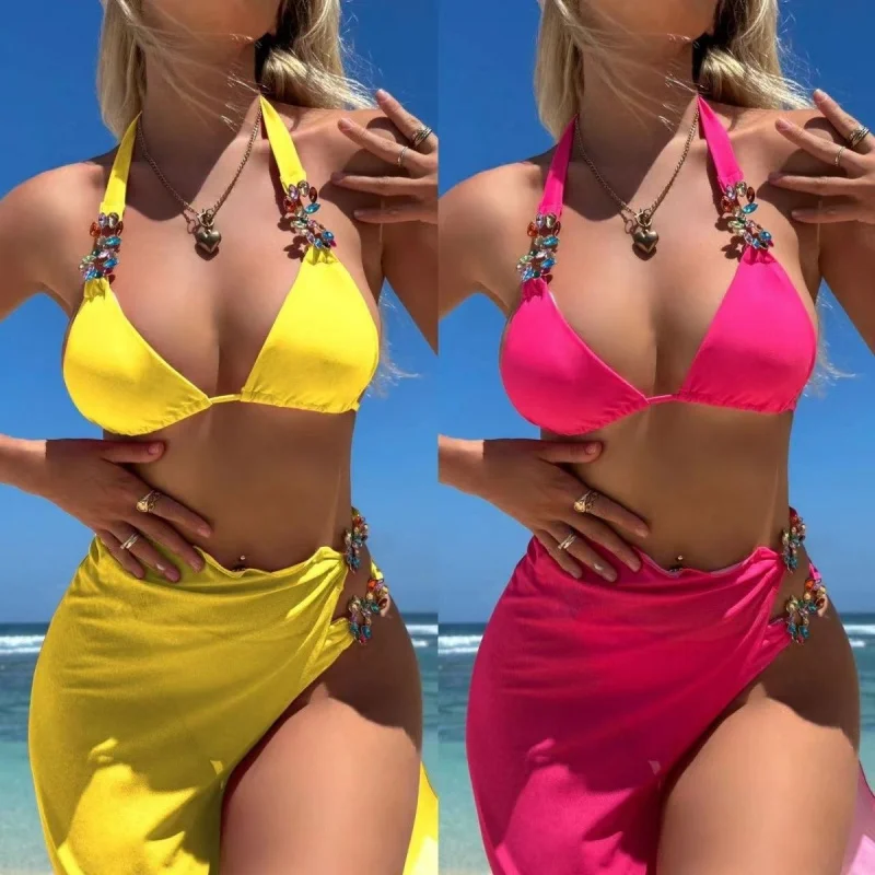 2023European and American New Solid Color Long Skirt Mesh Three Piece Swimsuit Bikini Amazon Foreign Trade Ocean
2023European and American New Solid Color Long Skirt Mesh Three Piece Swimsuit Bikini Amazon Foreign Trade Ocean