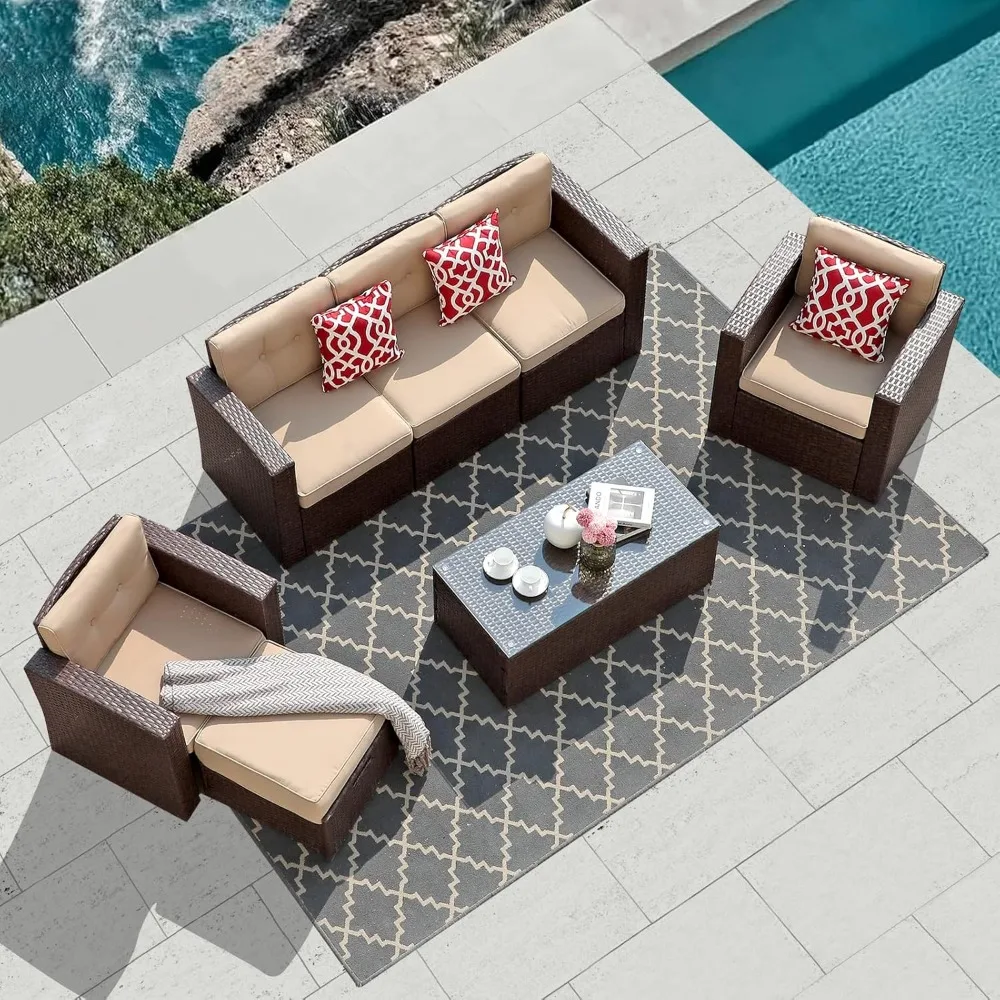Outdoor Furniture 7 Pieces Patio Furniture Set, Rattan Patio Conversation Sets with Coffee Table, Outdoor Wicker Sectional Couc
Outdoor Furniture 7 Pieces Patio Furniture Set, Rattan Patio Conversation Sets with Coffee Table, Outdoor Wicker Sectional Couc