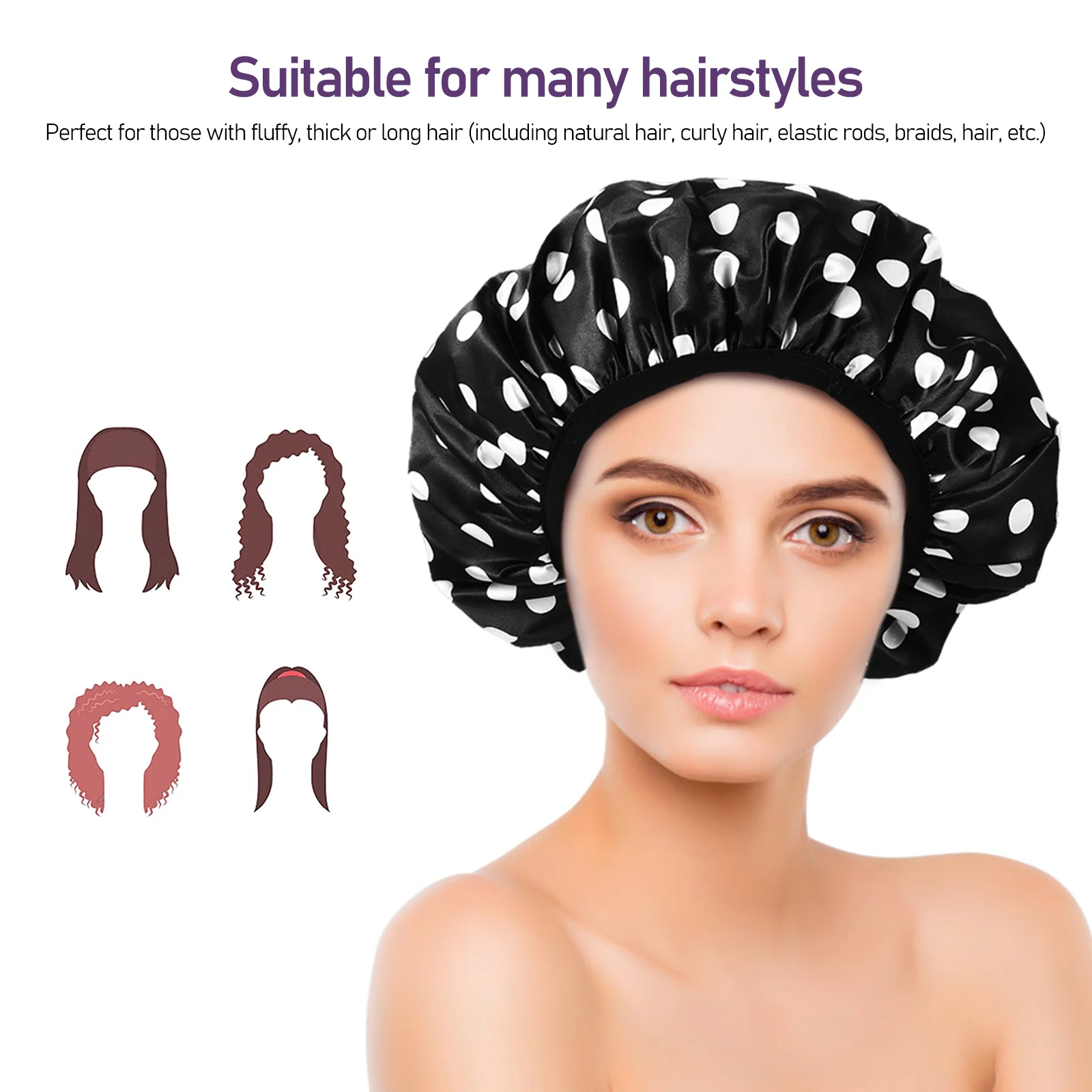 2 pcs Waterproof Shower Caps Women Elastic B Bathing Hats Round Dot Hair Care Travel Reusable Satin Microfiber Lining Dry Hair
2 pcs Waterproof Shower Caps Women Elastic B Bathing Hats Round Dot Hair Care Travel Reusable Satin Microfiber Lining Dry Hair
