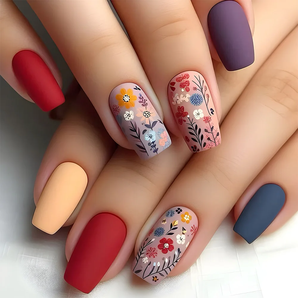 24pcs Wearable Square False Nails Colorful Full Cover Press on Nails Sets Flower Design Artifical Simple Mid-length Fake Nail
24pcs Wearable Square False Nails Colorful Full Cover Press on Nails Sets Flower Design Artifical Simple Mid-length Fake Nail