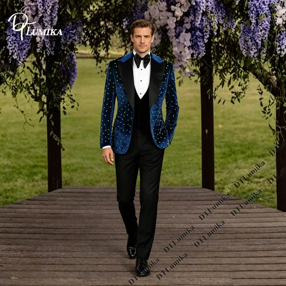 DTLumika Men 3 Piece Suit Customized Slim Fit Wedding Groom Suit Blazer Vest Pants Set with Gold Pearls Black-Tie Party Tuxedo
DTLumika Men 3 Piece Suit Customized Slim Fit Wedding Groom Suit Blazer Vest Pants Set with Gold Pearls Black-Tie Party Tuxedo