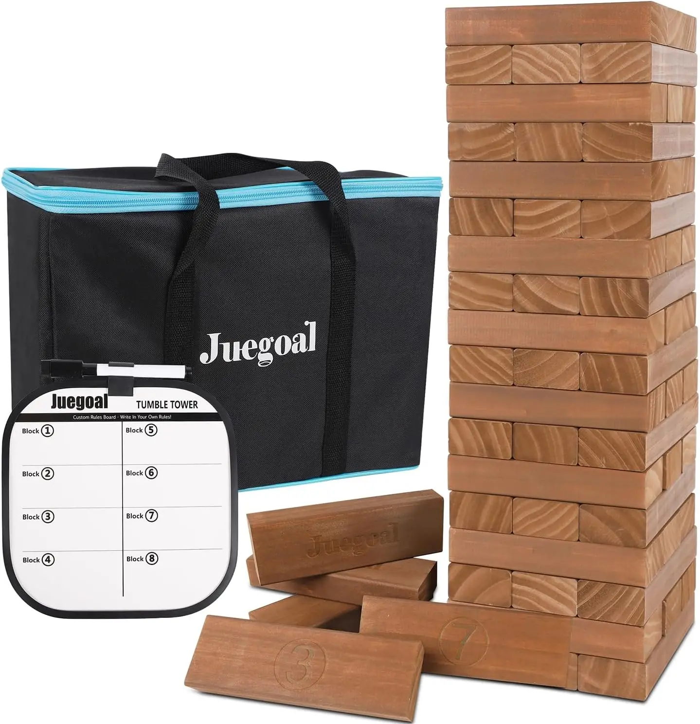 54 Piece Giant Tumble Tower Wooden Block Stacking Game for Adults Kids Family, Indoor Outdoor Lawn Party Game with Canvas Bag, 6.9 x 6.9 x 24 Inches, X-Large
54 Piece Giant Tumble Tower Wooden Block Stacking Game for Adults Kids Family, Indoor Outdoor Lawn Party Game with Canvas Bag, 6.9 x 6.9 x 24 Inches, X-Large