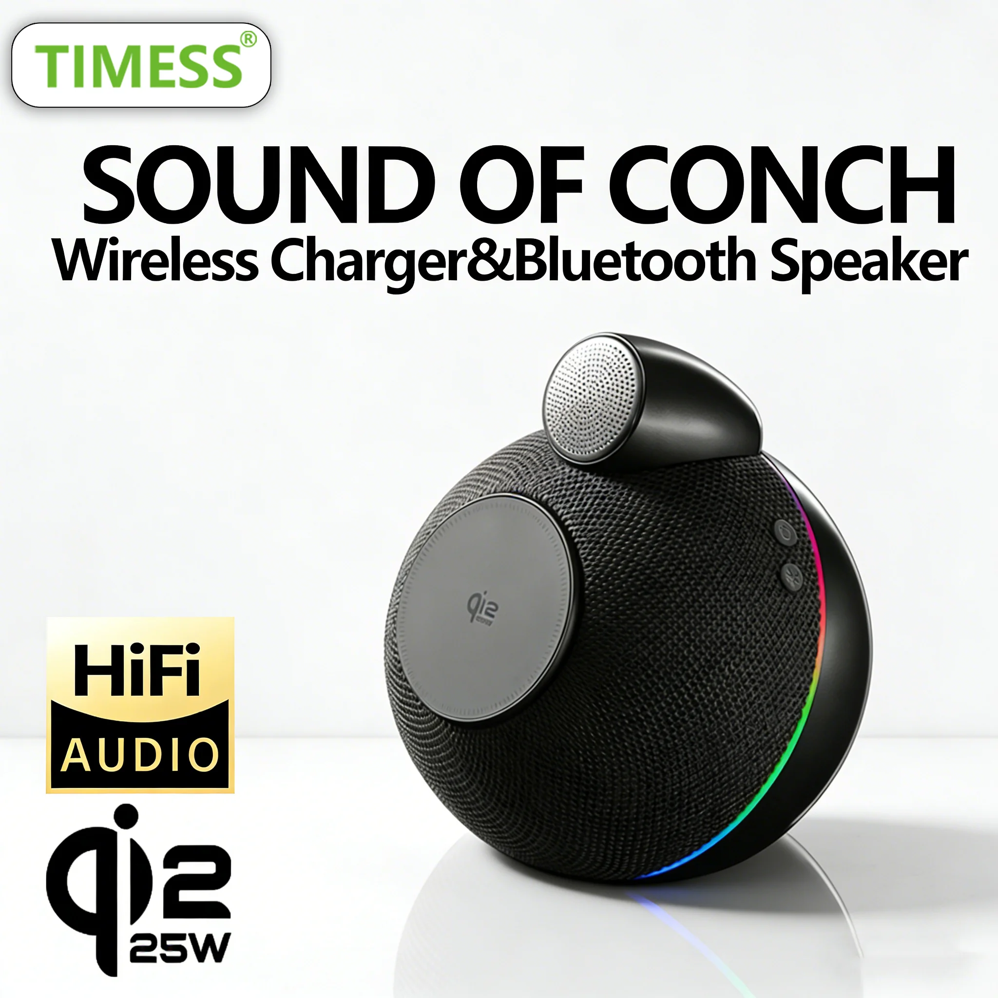 TIMESS CONCH Bluetooth HIFI Speaker QI2 25W Wireless Charger For iPhone17 16 PRO MAX For Airpods Apple Watch Charging Station
TIMESS CONCH Bluetooth HIFI Speaker QI2 25W Wireless Charger For iPhone17 16 PRO MAX For Airpods Apple Watch Charging Station