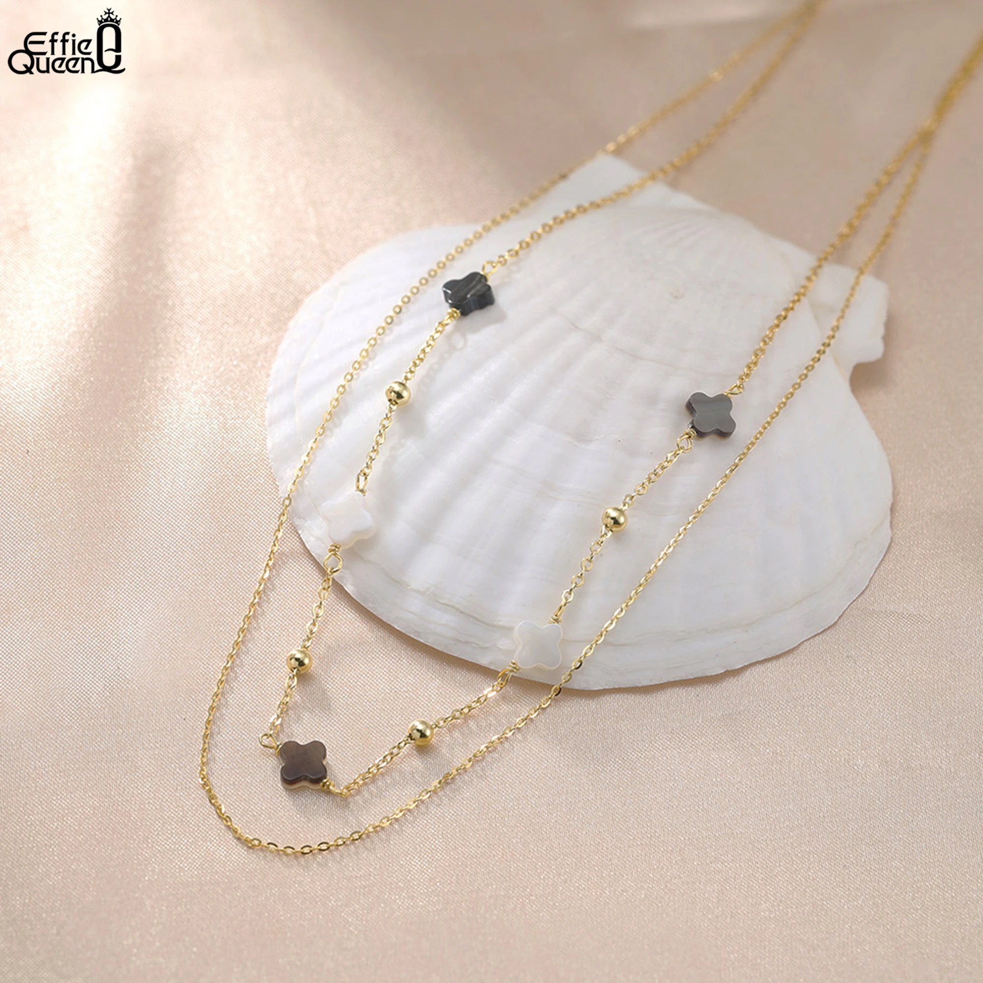 Ожерелье EFFIE QUEEN из серебра 925 пробы с четырьмя листами, золото 14 карат, колье-колье для женщин и мужчин GMN59
Ожерелье EFFIE QUEEN из серебра 925 пробы с четырьмя листами, золото 14 карат, колье-колье для женщин и мужчин GMN59