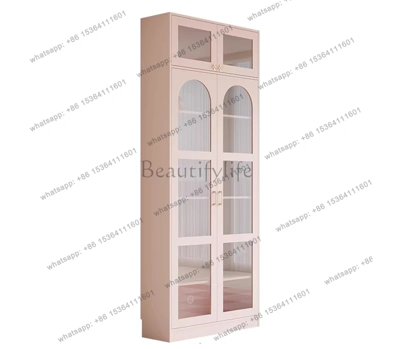 Pink bookcase combination full wall display glass to top storage decorative cabinet
Pink bookcase combination full wall display glass to top storage decorative cabinet
