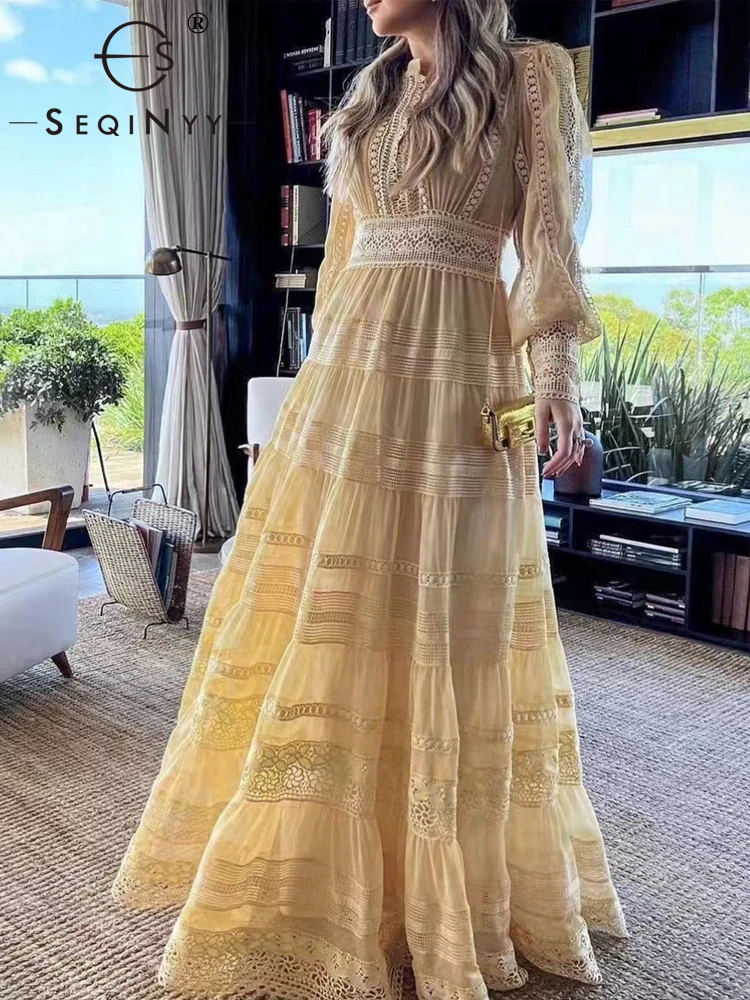 SEQINYY Elegant Lace Dress Summer Spring New Fashion Design Women Runway High Street Vintage Flower Hollow Out Party Midi
SEQINYY Elegant Lace Dress Summer Spring New Fashion Design Women Runway High Street Vintage Flower Hollow Out Party Midi