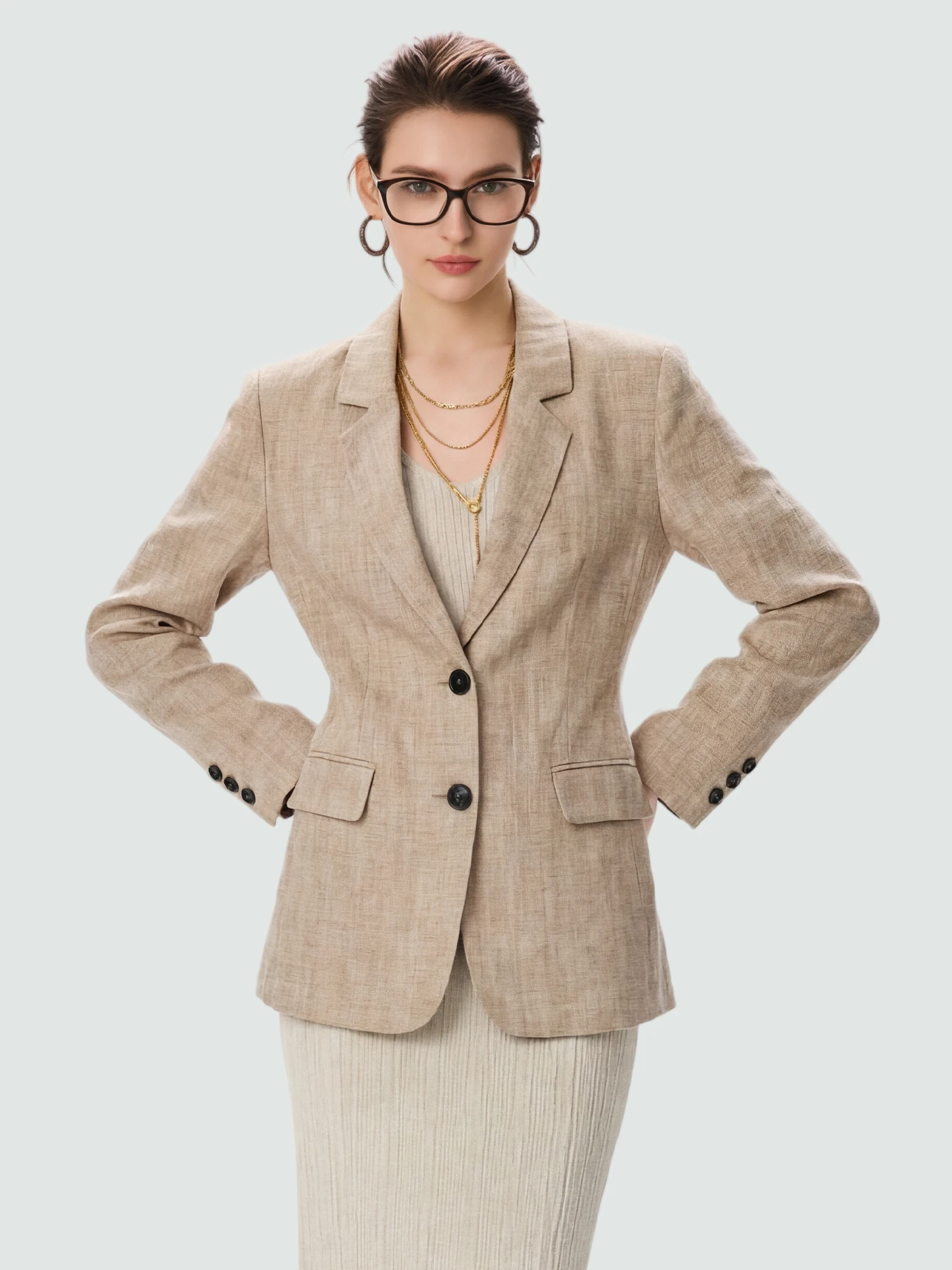 SueM Linen Gingham Patterned Women's Suit Jaet Spring 2026 Waist-Cinching Casual Long Sve Pure Linen Outerwear
SueM Linen Gingham Patterned Women's Suit Jaet Spring 2026 Waist-Cinching Casual Long Sve Pure Linen Outerwear