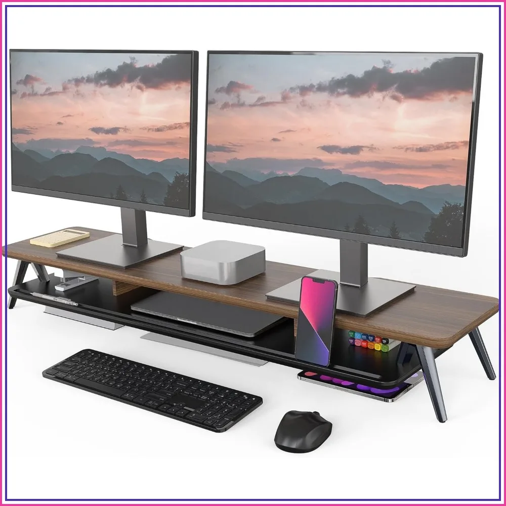 42.5" Wood Monitor Stand for 2 Monitors, Dual Screen Riser with Storage & Cable Management, Ergonomic Desk Shelf
42.5" Wood Monitor Stand for 2 Monitors, Dual Screen Riser with Storage & Cable Management, Ergonomic Desk Shelf