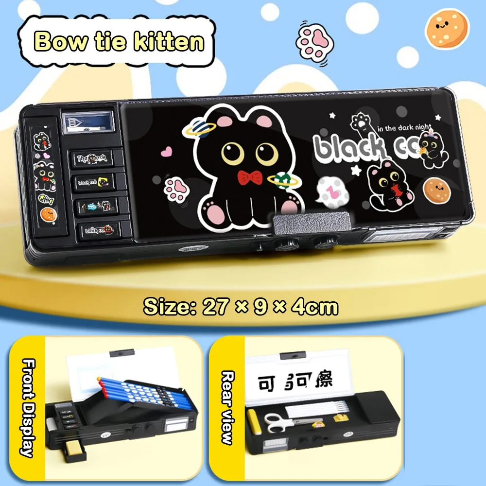 Пенал с двумя паролями, многофункциональный двухсторонний ящик для канцелярских принадлежностей, большой емкости, черный пенал с котенком, школьные принадлежности
Пенал с двумя паролями, многофункциональный двухсторонний ящик для канцелярских принадлежностей, большой емкости, черный пенал с котенком, школьные принадлежности