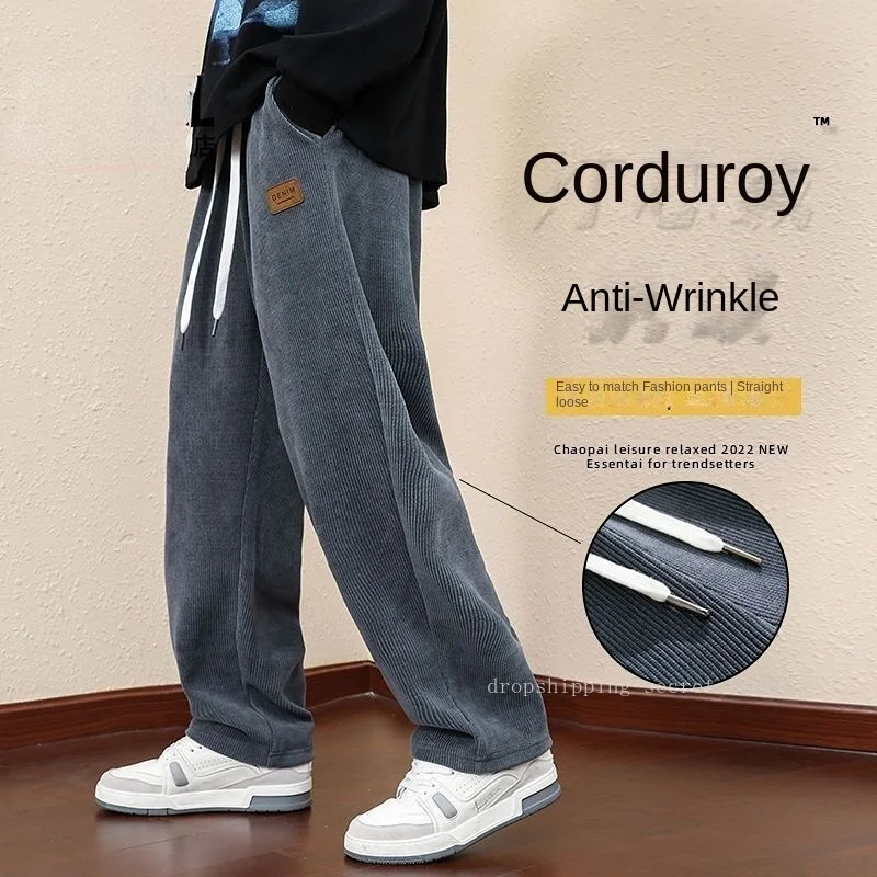 Corduroy Drawcord Casual Pants Men's Spring Autumn Draping Loose Straight Wide Leg Pants Joggers Grey Sports Pants
Corduroy Drawcord Casual Pants Men's Spring Autumn Draping Loose Straight Wide Leg Pants Joggers Grey Sports Pants