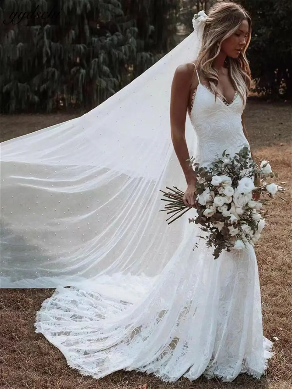 BOHO V-Neck spaghetti strap Lace Sexy Wedding Dresses 2024 Backless Mermaid Sleeveless Floor Length Court Train Bridal Gowns
BOHO V-Neck spaghetti strap Lace Sexy Wedding Dresses 2024 Backless Mermaid Sleeveless Floor Length Court Train Bridal Gowns
