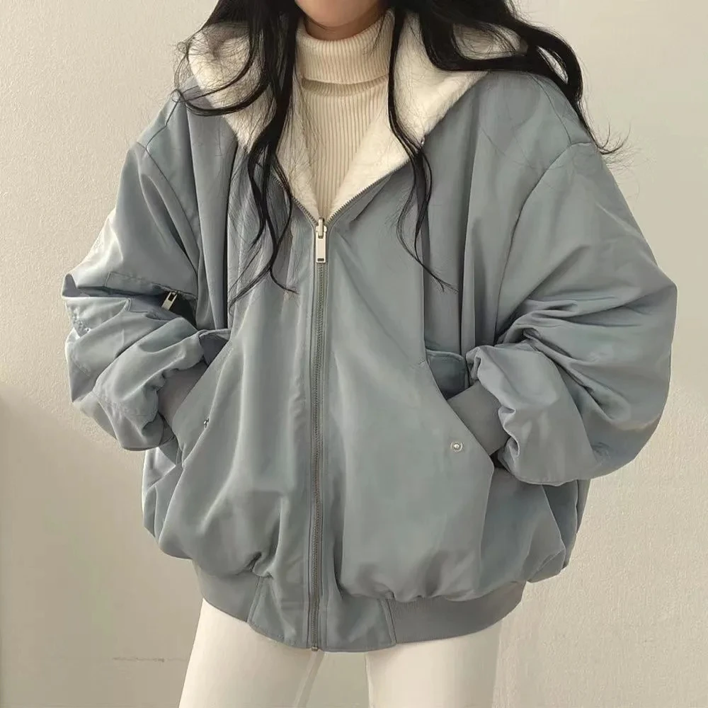 New Winter Jacket Womens Thicken Warm Parkas Double Sided Hooded Cotton-Padded Coat Female Loose Fashion Casual Zip Up Outwear
New Winter Jacket Womens Thicken Warm Parkas Double Sided Hooded Cotton-Padded Coat Female Loose Fashion Casual Zip Up Outwear