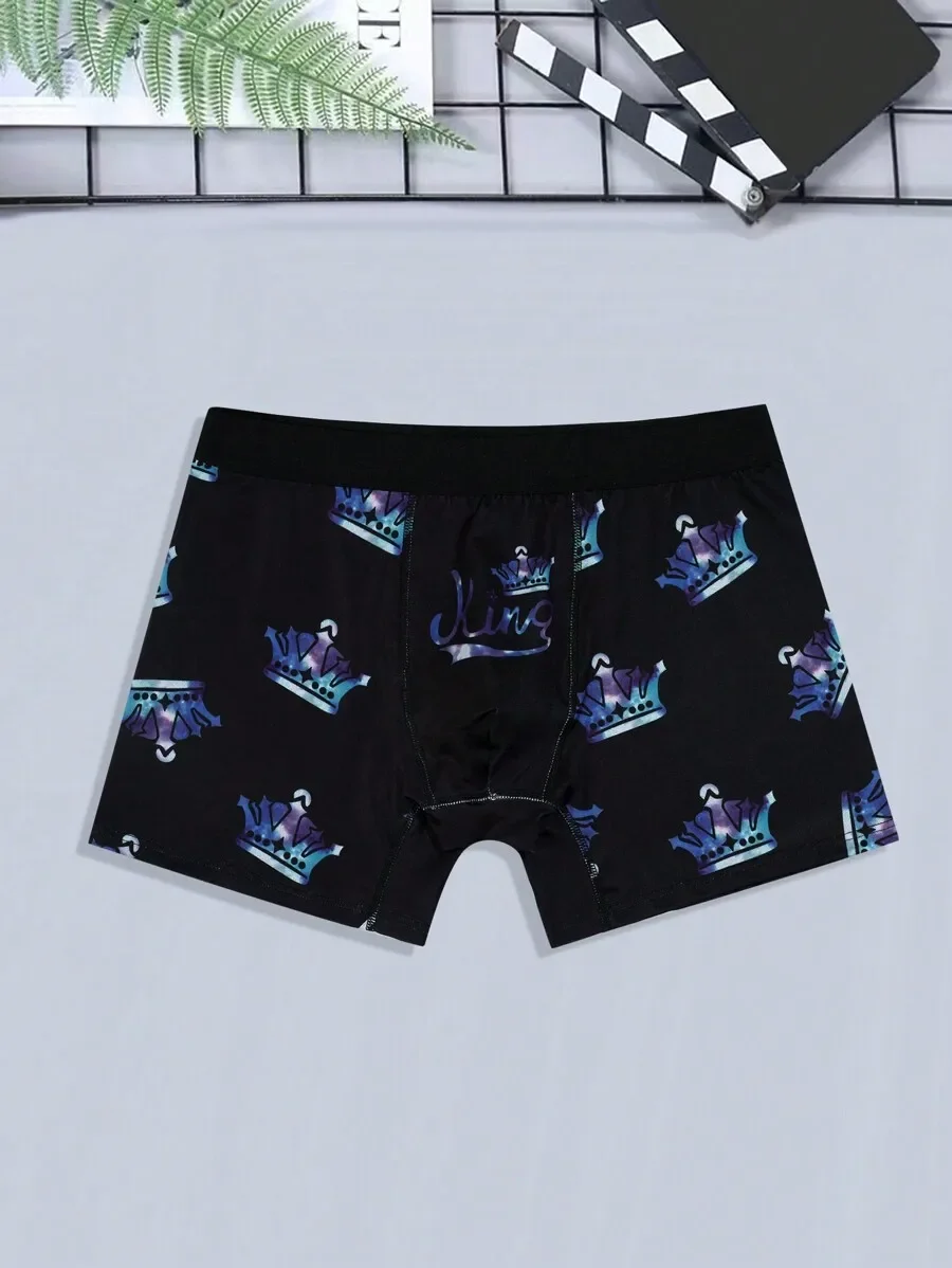 Mens Crown Print Boxer Shorts With King Script Design
Mens Crown Print Boxer Shorts With King Script Design