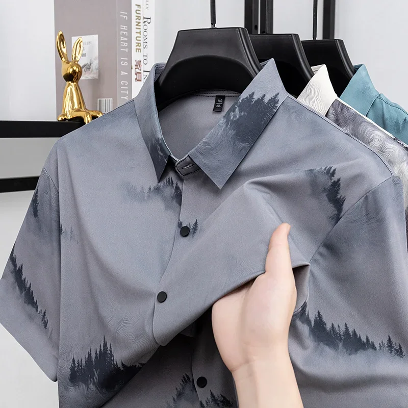 Mens Tree Print Short Sleeve Shirt Casual Regular Fit Button Down Turn Down Collar Soft Breathable Fabric For Daily Work
Mens Tree Print Short Sleeve Shirt Casual Regular Fit Button Down Turn Down Collar Soft Breathable Fabric For Daily Work