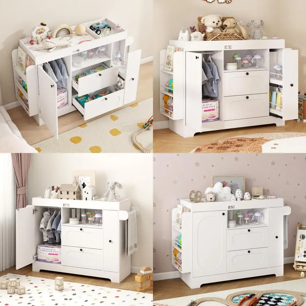 Portable White Diaper Changing Station with Storage and Clothes Hanger for Nursery or Children's Room
Portable White Diaper Changing Station with Storage and Clothes Hanger for Nursery or Children's Room