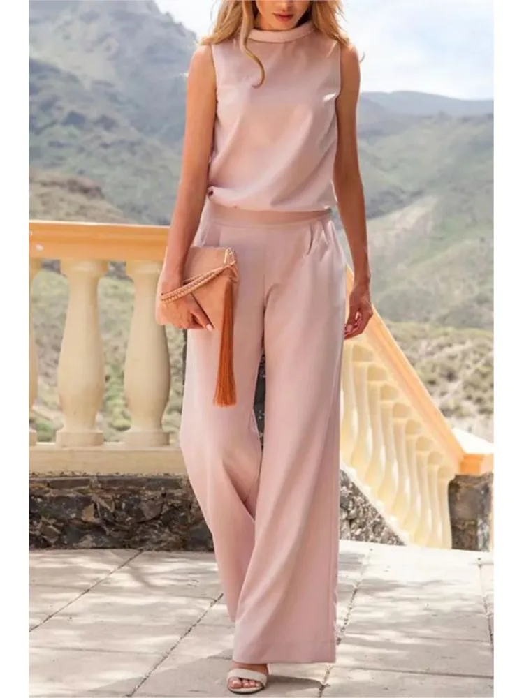 New Summer Women's Jumpsuit Sleeveless O-neck Solid Color Pockets Straight Pant Jumpsuit Female Elegant Casual Ladies Jumpsuits
New Summer Women's Jumpsuit Sleeveless O-neck Solid Color Pockets Straight Pant Jumpsuit Female Elegant Casual Ladies Jumpsuits