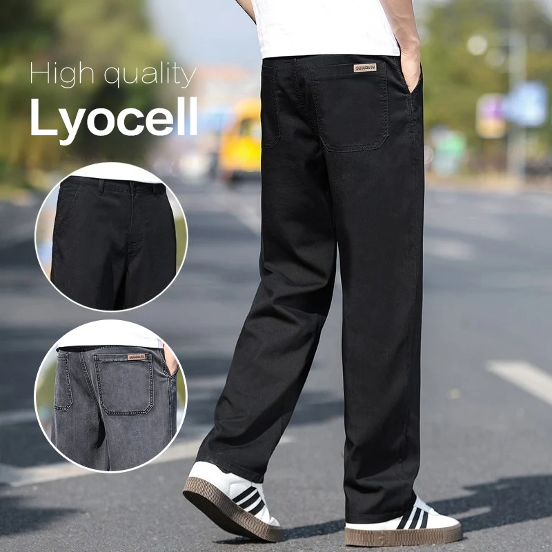 Brand Clothing Summer Thin Lyocell Fabric Black Men's Jeans Loose Straight Wide Leg High Waist Casual Trousers Male Plus Size 40
Brand Clothing Summer Thin Lyocell Fabric Black Men's Jeans Loose Straight Wide Leg High Waist Casual Trousers Male Plus Size 40