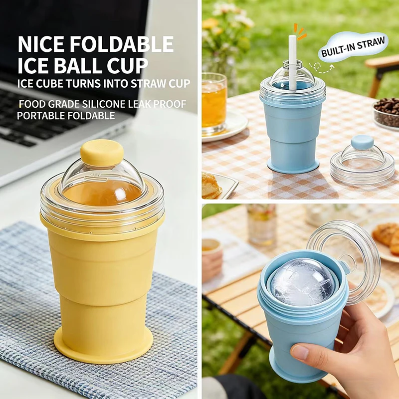 BOLTIFY 2-in-1 Collapsible Silicone Ice Ball Cup Reusable Portable Ice Sphere Mold with Straw Lid for Coffee Juice Drinks
BOLTIFY 2-in-1 Collapsible Silicone Ice Ball Cup Reusable Portable Ice Sphere Mold with Straw Lid for Coffee Juice Drinks