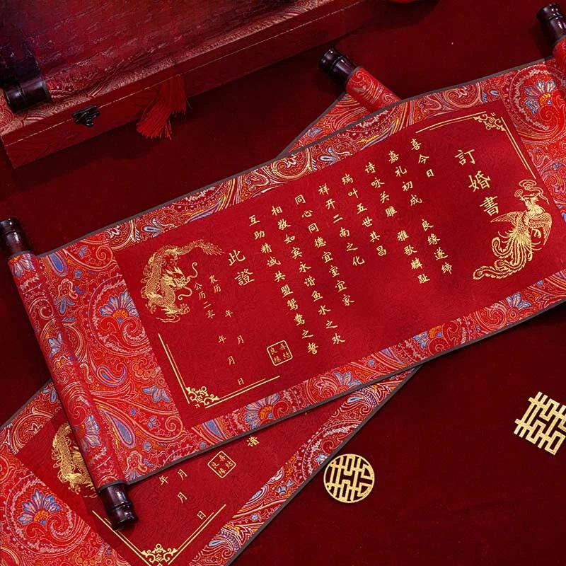 Elegant Handwritten Embroidered Engagement Scroll New Chinese Style Wedding Contract Traditional Ceremony Invitation Gift
Elegant Handwritten Embroidered Engagement Scroll New Chinese Style Wedding Contract Traditional Ceremony Invitation Gift