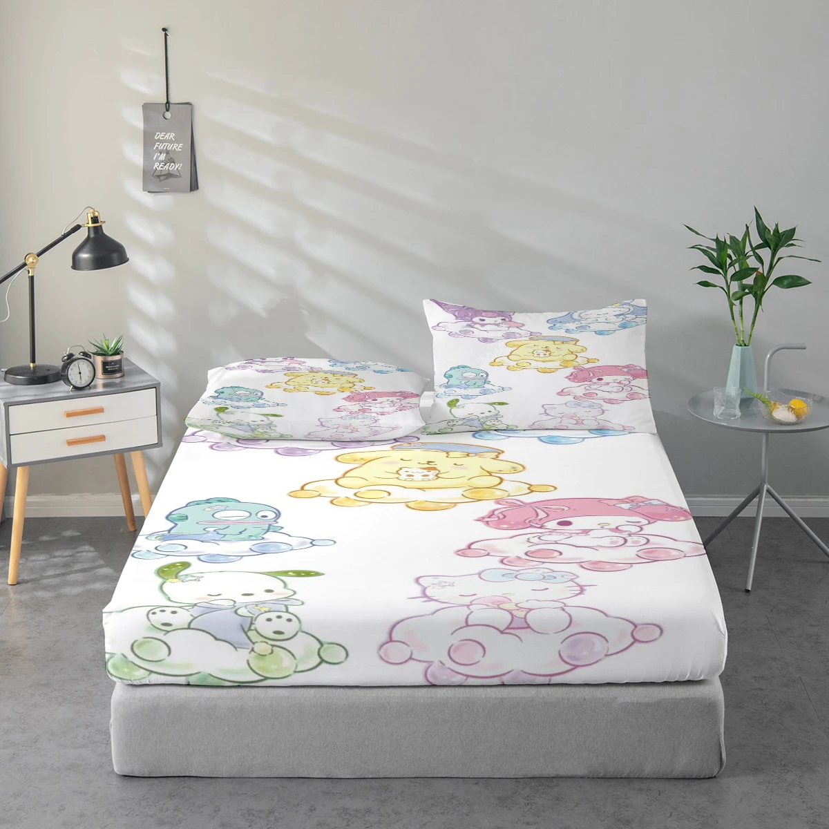 3-Piece High-Definition Digital Printed Bed Sheet Set, Bed Sheet Set with Cartoon Characters Like My Melody, Large Pattern Printed Bed Sheet Set, Includes 1 Fitted Sheet + 1/2 Pillowcase, Suitable for Bedroom, Guest Room, Home Decoration, Polyester Fiber
3-Piece High-Definition Digital Printed Bed Sheet Set, Bed Sheet Set with Cartoon Characters Like My Melody, Large Pattern Printed Bed Sheet Set, Includes 1 Fitted Sheet + 1/2 Pillowcase, Suitable for Bedroom, Guest Room, Home Decoration, Polyester Fiber
