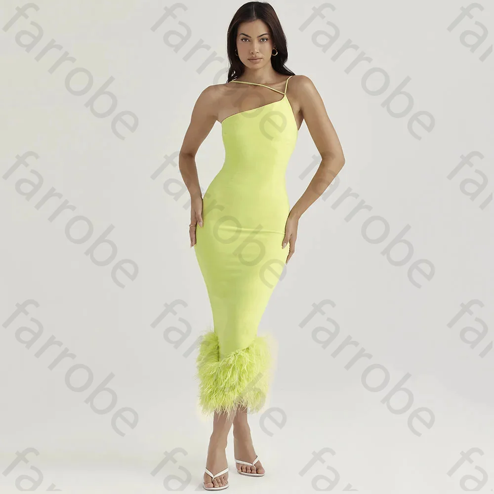 Customized Lime Green Short Cocktail Dresses Crepe Feather One Shoulder Straps Mermaid Tea Length Backless Prom Homecoming Gowns
Customized Lime Green Short Cocktail Dresses Crepe Feather One Shoulder Straps Mermaid Tea Length Backless Prom Homecoming Gowns