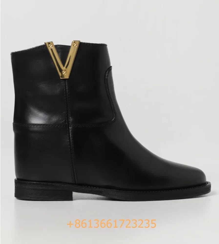 Black/brown Round Toe Fashion Boots Real Leather Metal V Buckle Woman Boots 2025 Winter New Solid Designer Catwalk Ankle Shoes
Black/brown Round Toe Fashion Boots Real Leather Metal V Buckle Woman Boots 2025 Winter New Solid Designer Catwalk Ankle Shoes