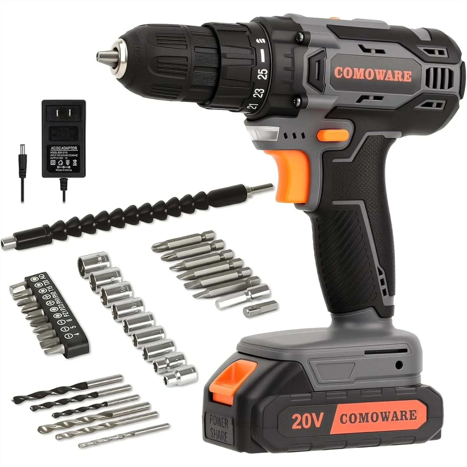 20V Cordless Drill Set with 1500mAh Battery, 3/8" Keyless Chuck, 2 Variable Speeds for Home Use
20V Cordless Drill Set with 1500mAh Battery, 3/8" Keyless Chuck, 2 Variable Speeds for Home Use