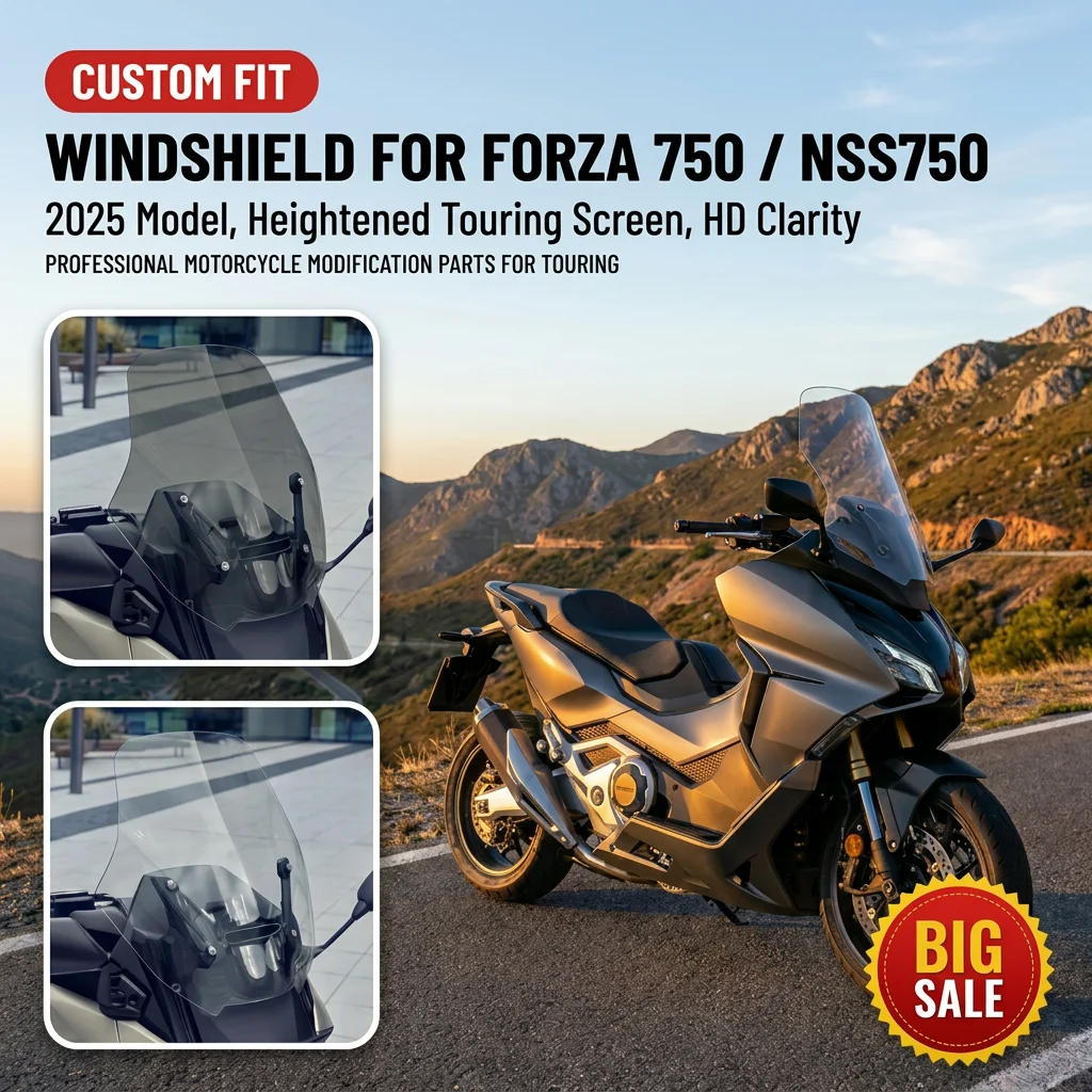 Windshield FOR Forza 750 / NSS750 2025 Motorcycle Heightened Windscreen Deflector Touring Front Screen Modification Accessories
Windshield FOR Forza 750 / NSS750 2025 Motorcycle Heightened Windscreen Deflector Touring Front Screen Modification Accessories