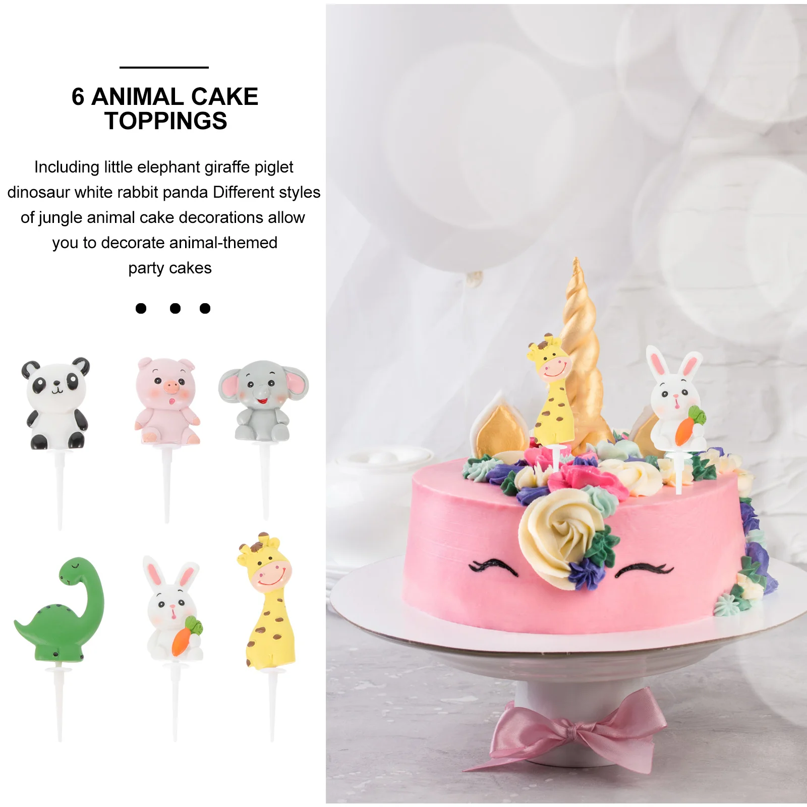 6pcs Animal Resin Figurines Cute Giraffe Pig Panda Cake Decoration Baking Ornament Home Tabletop Decor Party Dessert
6pcs Animal Resin Figurines Cute Giraffe Pig Panda Cake Decoration Baking Ornament Home Tabletop Decor Party Dessert