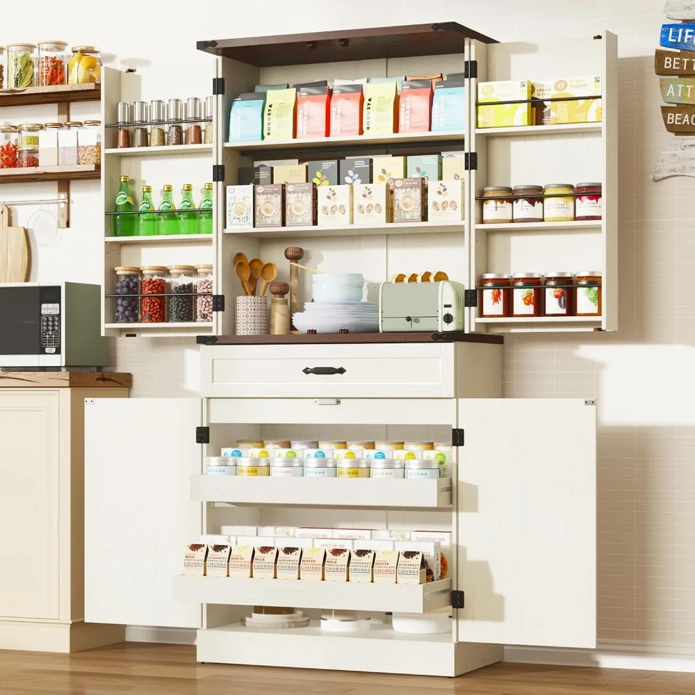 71" Tall Kitchen Pantry Cabinet with 3 Drawers, Farmhouse Storage Cabinet with 6 Barn Door Shelves,with Load-Bearing Steel Pipe
71" Tall Kitchen Pantry Cabinet with 3 Drawers, Farmhouse Storage Cabinet with 6 Barn Door Shelves,with Load-Bearing Steel Pipe