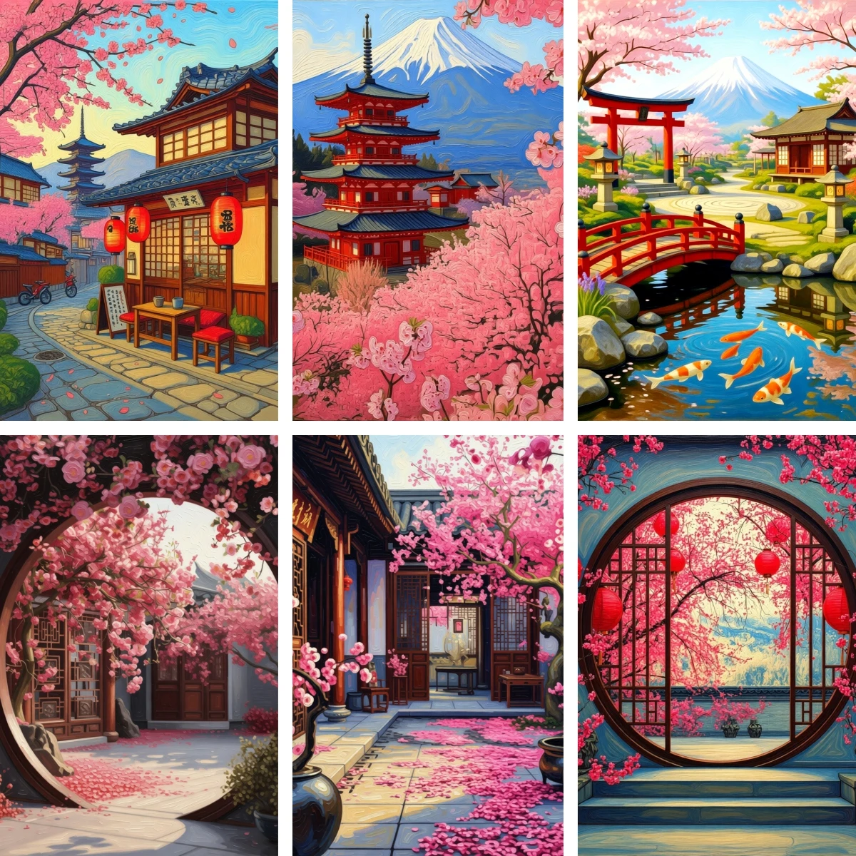 DIY Full Drill Diamond Rhinestone Painting Cherry Blossom Garden Moon Gate Landscape Cross Stitch Embroidery Oriental Decor
DIY Full Drill Diamond Rhinestone Painting Cherry Blossom Garden Moon Gate Landscape Cross Stitch Embroidery Oriental Decor