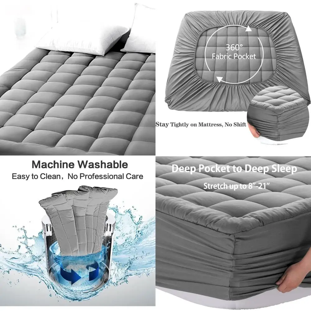 Quilted Cooling Mattress Topper - Pillow Top Protector for Deep Pockets (54x75, Light Grey)
Quilted Cooling Mattress Topper - Pillow Top Protector for Deep Pockets (54x75, Light Grey)