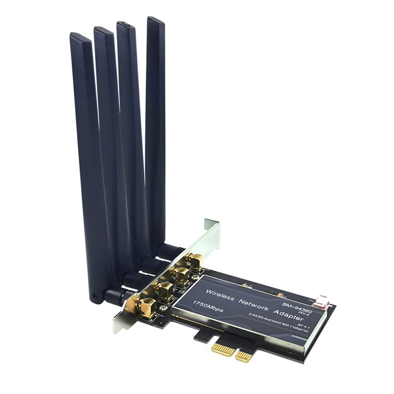 A23F-PCIE Wifi Network Card BCM94360 2.4G/5G DUAL BAND Network Card Bluetooth 4.1 Pci-E X1 Desktop Wireless Adapter 1750Mbps
A23F-PCIE Wifi Network Card BCM94360 2.4G/5G DUAL BAND Network Card Bluetooth 4.1 Pci-E X1 Desktop Wireless Adapter 1750Mbps