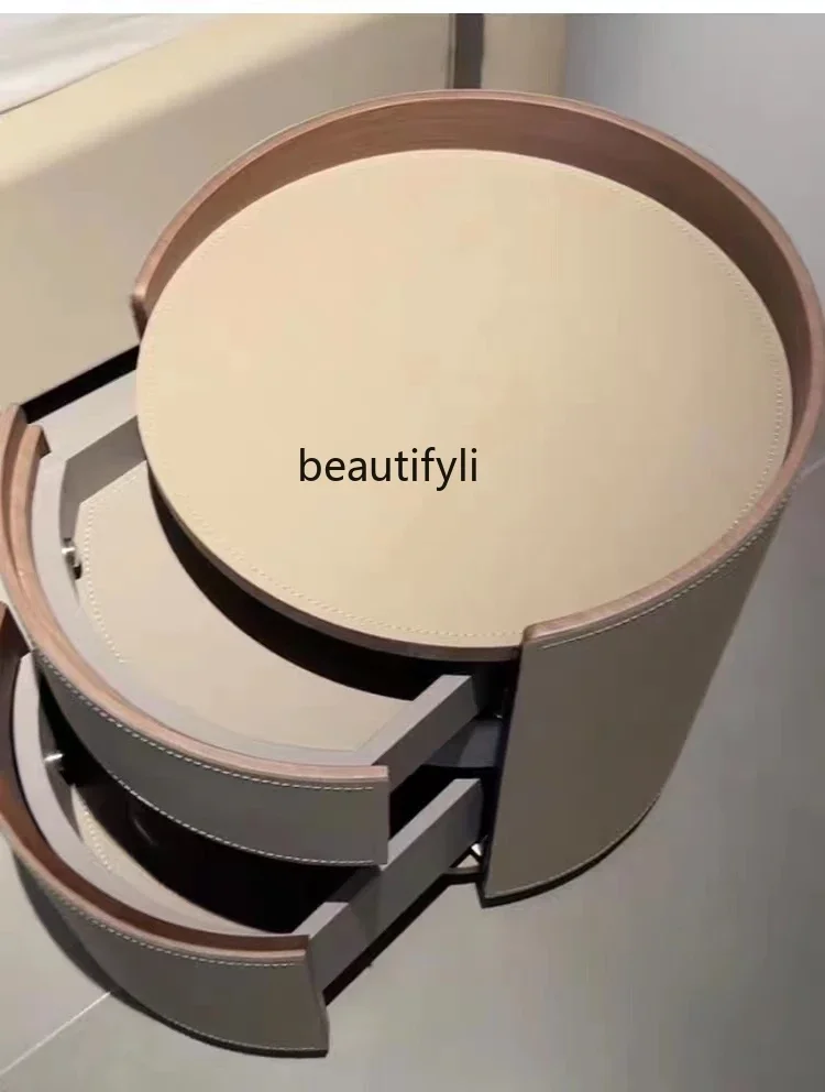 zxqItalian Minimalist Solid Wood round Bedside Table Saddle Leather Nordic Bedroom Designer Bedside Cabinet
zxqItalian Minimalist Solid Wood round Bedside Table Saddle Leather Nordic Bedroom Designer Bedside Cabinet