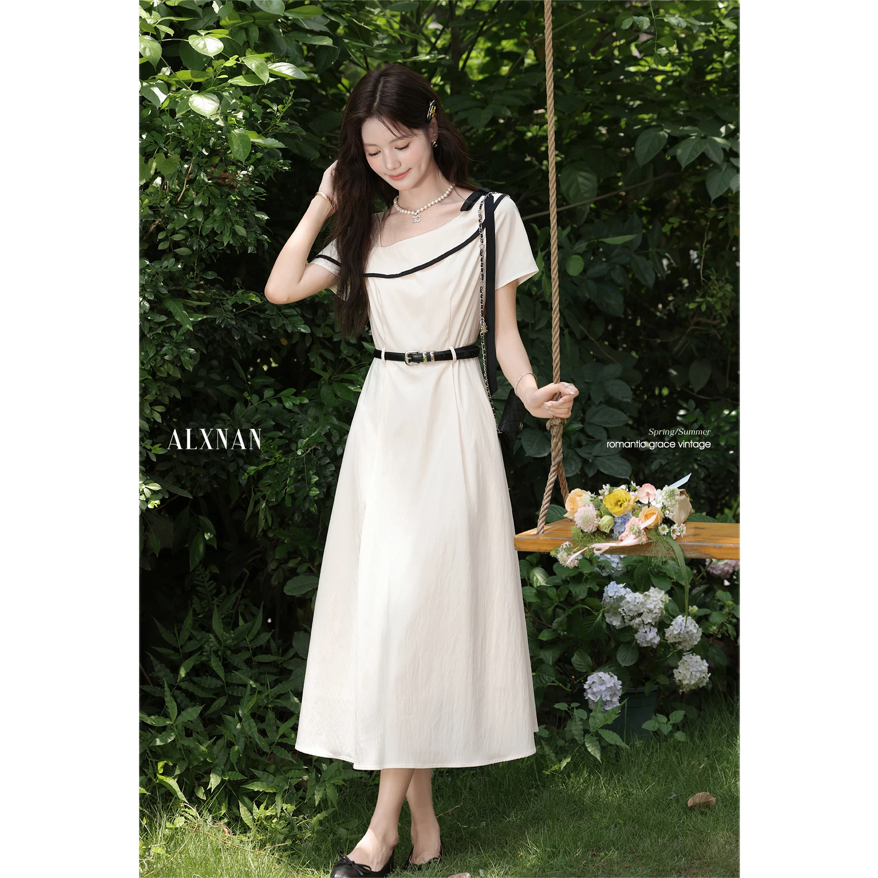 ALXNAN Women's Long Dress Apricot Slant Collar Elegant Slim-waist Midi Dress 2025 Summer Casual Office Lady Clothing DYL661842
ALXNAN Women's Long Dress Apricot Slant Collar Elegant Slim-waist Midi Dress 2025 Summer Casual Office Lady Clothing DYL661842