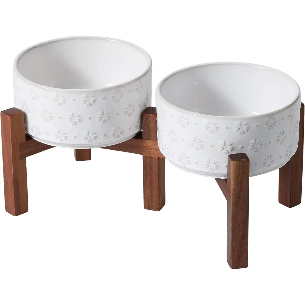 6.1inch Ceic Raised Double Bowls Set with Acacia Wood Stand, 2 Heights Elevated, ood & Water Bowls or Small Breed Dogs, Weighted
6.1inch Ceic Raised Double Bowls Set with Acacia Wood Stand, 2 Heights Elevated, ood & Water Bowls or Small Breed Dogs, Weighted