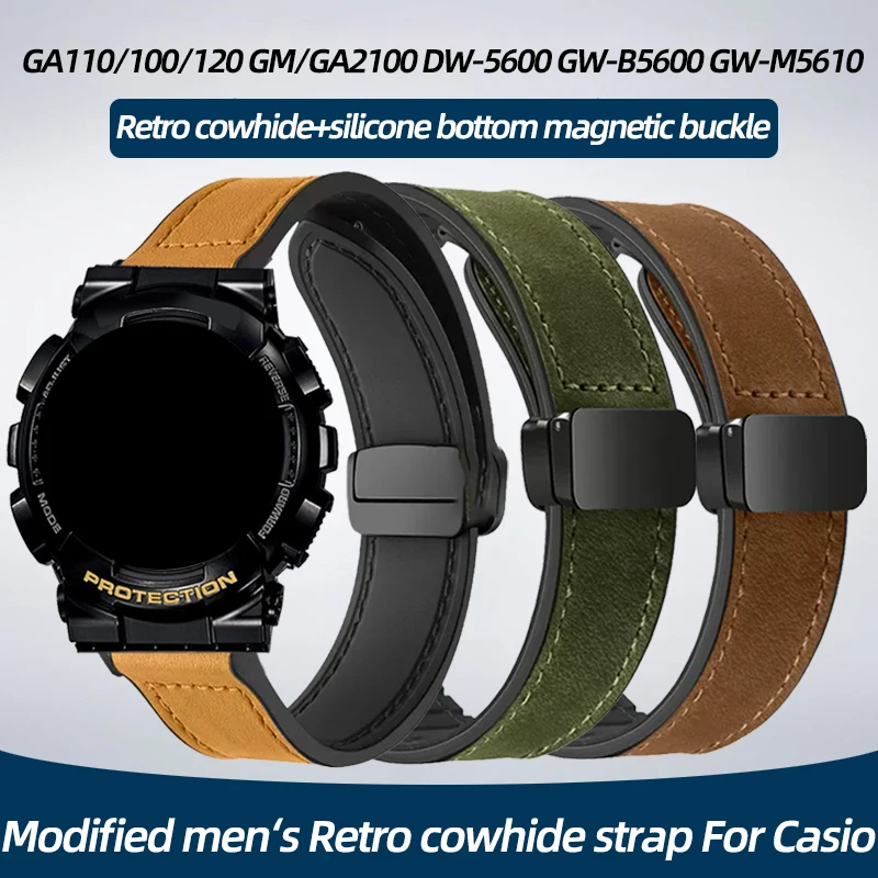 Modified men‘s Retro cowhide strap For Casio G-SHOCK GA110/100/120 GM/GA2100 DW-5600 GW-B5600 GW-M5610 DIY sports watchband
Modified men‘s Retro cowhide strap For Casio G-SHOCK GA110/100/120 GM/GA2100 DW-5600 GW-B5600 GW-M5610 DIY sports watchband