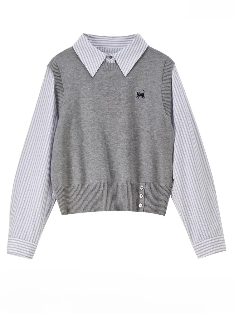 Spring 2026 Women's irt Stitched Long Sve Commute Design Faux Two-Piece Embroidery Color Blo Straight Cut Top
Spring 2026 Women's irt Stitched Long Sve Commute Design Faux Two-Piece Embroidery Color Blo Straight Cut Top