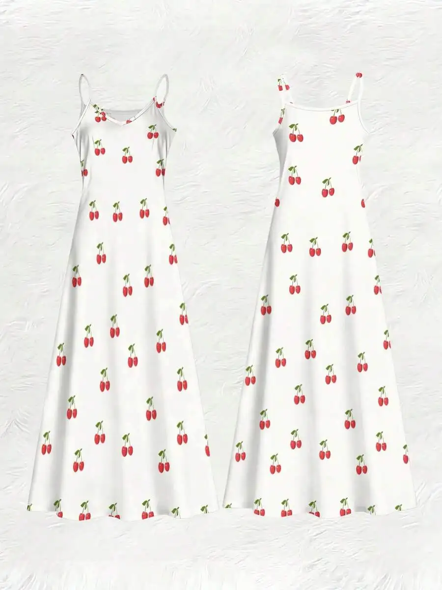 Cherry Print V-Neck Spaghetti Strap Maxi Dress For Women Summer Casual Outfit
Cherry Print V-Neck Spaghetti Strap Maxi Dress For Women Summer Casual Outfit