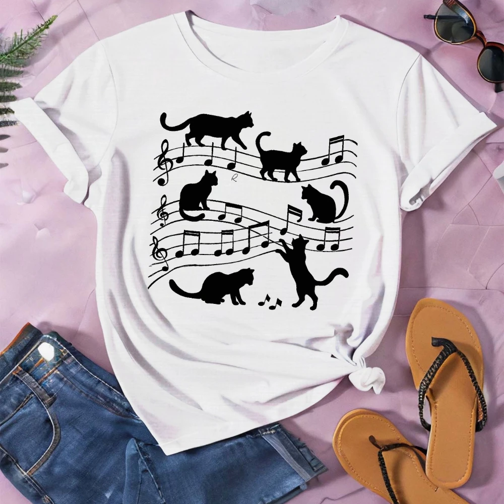 Футболка с круглым вырезом и принтом музыки и кота, повседневный комплектный топ с короткими рукавами для весны и лета, женская одежда, крутой дышащий топ
Футболка с круглым вырезом и принтом музыки и кота, повседневный комплектный топ с короткими рукавами для весны и лета, женская одежда, крутой дышащий топ