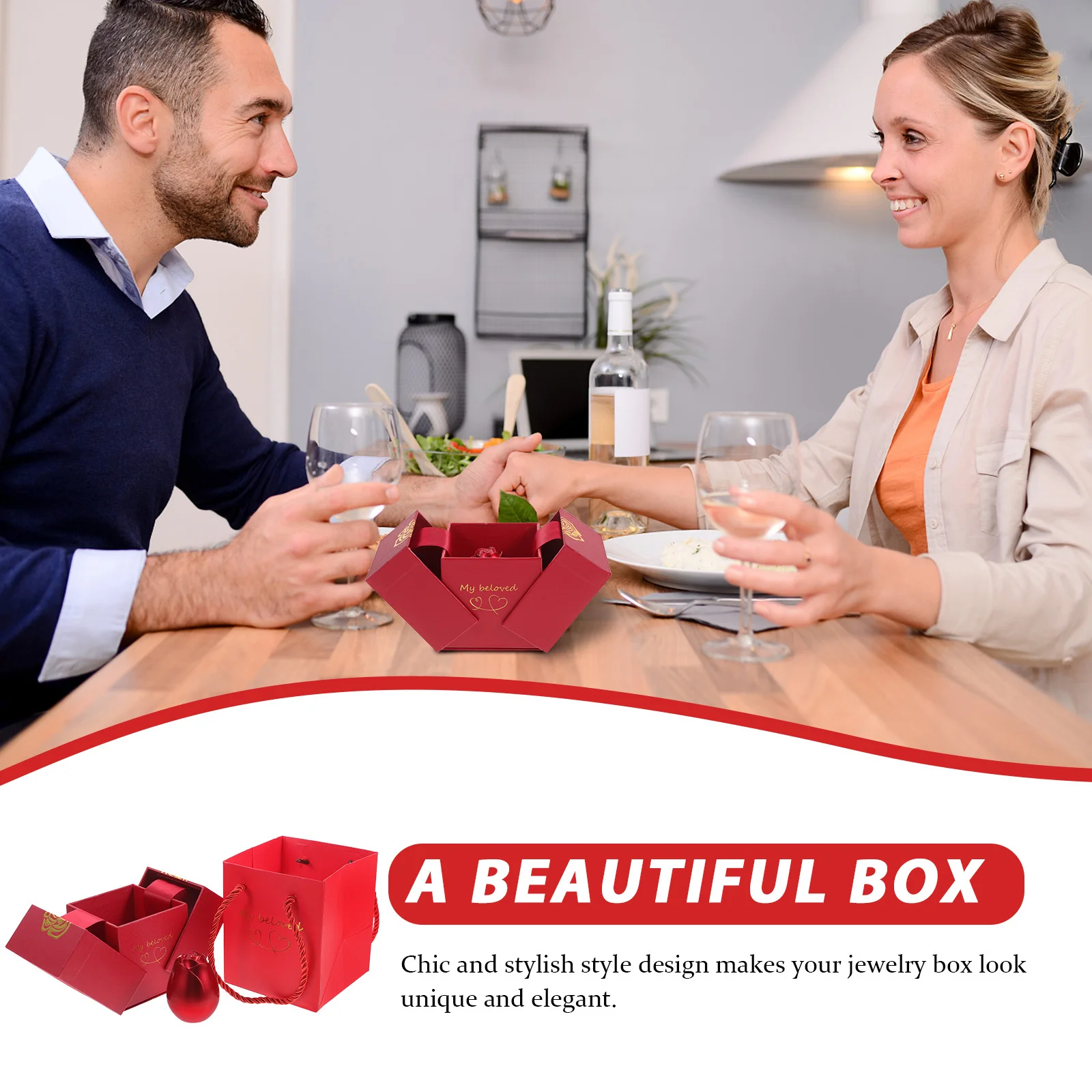 1Set Metal Jewelry Gift Box Chic Aluminum Alloy Construction Smooth Edges Multi Function Jewelry Case for Rings Necklaces