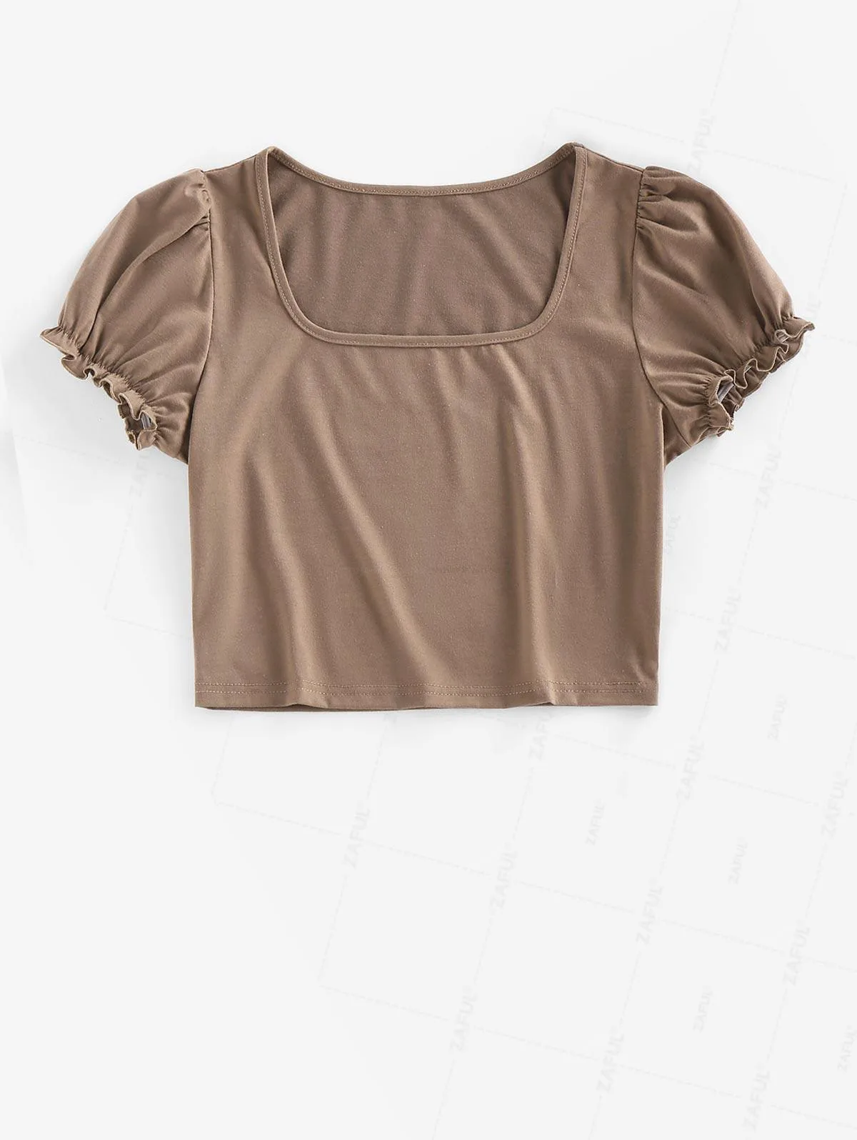 ZAFUL Women's Daily Casual Solid Color Ruffles Puff Sleeve Square Neck Crop Slim T Shirt
ZAFUL Women's Daily Casual Solid Color Ruffles Puff Sleeve Square Neck Crop Slim T Shirt