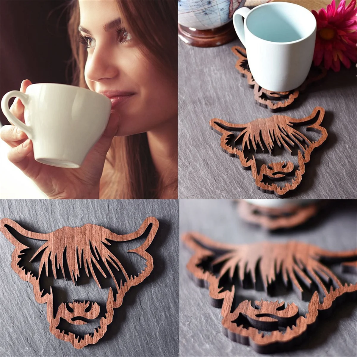 L68AAnimal Design Wooden Coasters,Wooden Highland Cow Coasters,4 PCS Scottish Highland Cow Coasters, Coasters with Base
L68AAnimal Design Wooden Coasters,Wooden Highland Cow Coasters,4 PCS Scottish Highland Cow Coasters, Coasters with Base