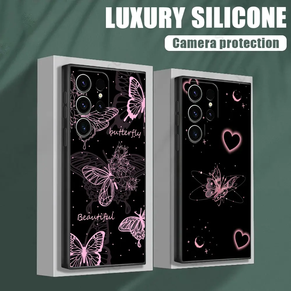 Pink Butterfly Love Black Phone Case For Samsung Galaxy S24FE Cases S25 Ultra S23 S21 FE S22 S24 Plus A36 A56 A55 Silicone Cover
Pink Butterfly Love Black Phone Case For Samsung Galaxy S24FE Cases S25 Ultra S23 S21 FE S22 S24 Plus A36 A56 A55 Silicone Cover