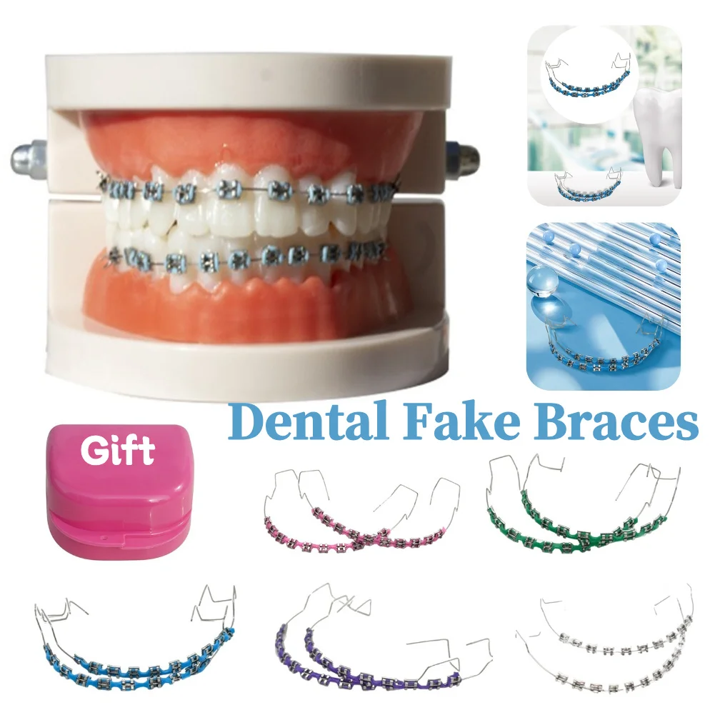 1Pair Temporary Fashion Braces Colorful Tooth Decoration with Metal Wires Metal Bracket Orthodontic Ligature Ties High Quality
1Pair Temporary Fashion Braces Colorful Tooth Decoration with Metal Wires Metal Bracket Orthodontic Ligature Ties High Quality