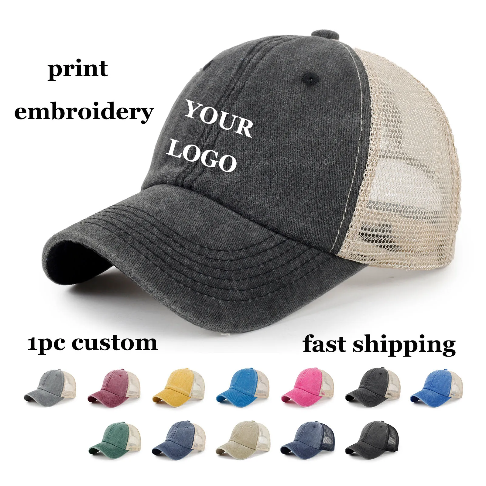 Custom Logo Blank Baseball Cap For Men Summer Breathable Mesh Hat Women Vintage Washed Distressed Trucker Sun Hats
Custom Logo Blank Baseball Cap For Men Summer Breathable Mesh Hat Women Vintage Washed Distressed Trucker Sun Hats