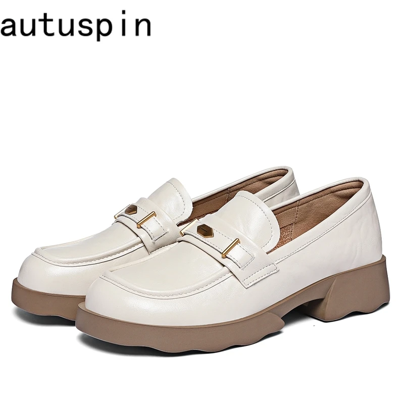 AUTUSPIN 3.5cm Women Fashion Loafers Pumps Office Ladies Daily Working Leisure Thick Low Heels Female Genuine Cow Leather Shoes
AUTUSPIN 3.5cm Women Fashion Loafers Pumps Office Ladies Daily Working Leisure Thick Low Heels Female Genuine Cow Leather Shoes