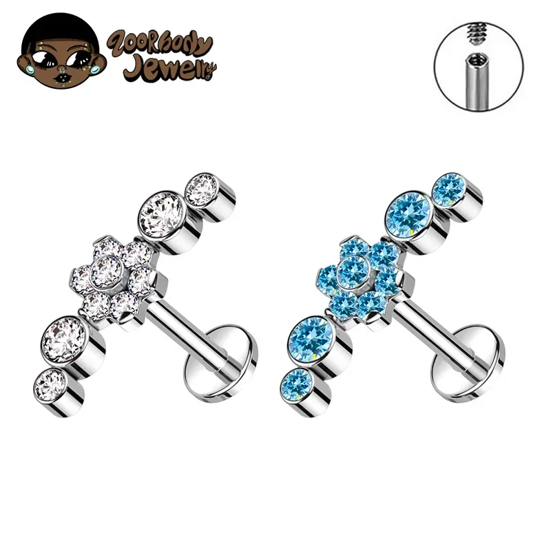 ASTM F136 Titanium Piercing CZ Flower Labret Internal Stud Earring Helix Tragus Cartilage Purple Zircon earring row Body Jewelry
ASTM F136 Titanium Piercing CZ Flower Labret Internal Stud Earring Helix Tragus Cartilage Purple Zircon earring row Body Jewelry