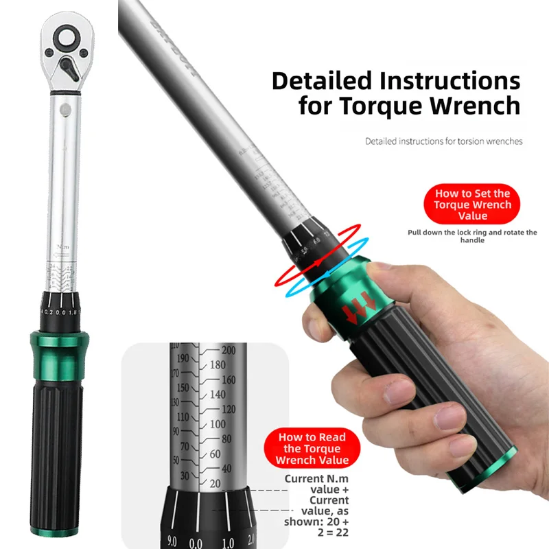Professional Torque Wrench Constructed Using Chrome Vanadium Steel with Engraved Dual-Unit Scale and Reliable 72-Tooth Ratchet
Professional Torque Wrench Constructed Using Chrome Vanadium Steel with Engraved Dual-Unit Scale and Reliable 72-Tooth Ratchet